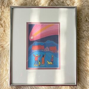 Colorful Village Night Sky Art Painting